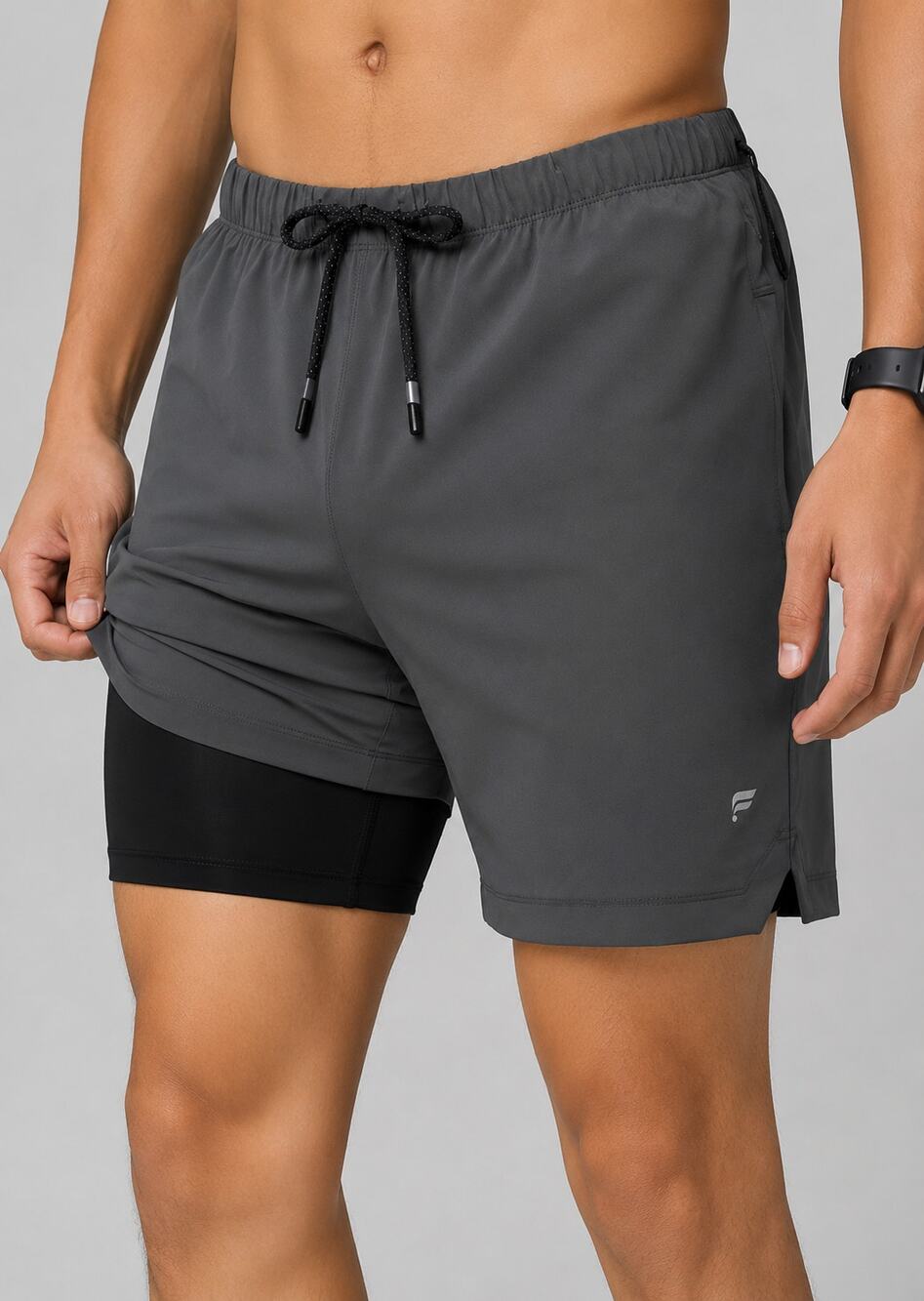 Fabletics The 7" One Short Lined Mens Large Onyx Grey Activewear New